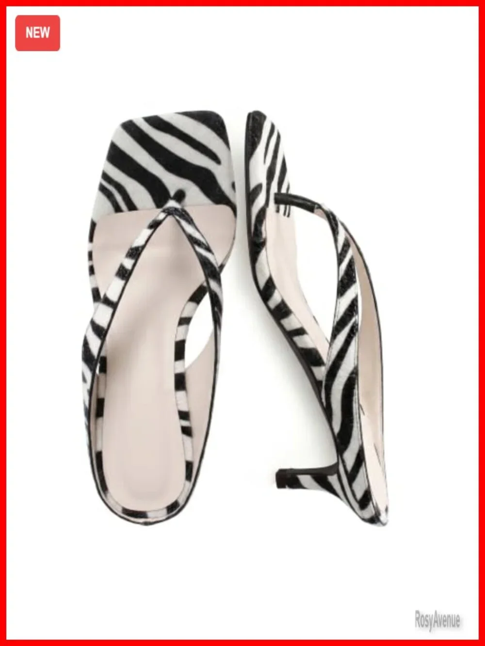 Kitten Heeled Sandals Slip On Square Toe Low Heel Pumps Comfortable Thong Slide